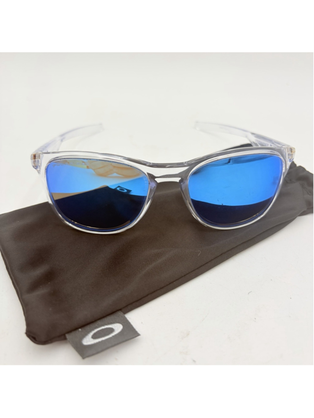 Oakley Frogskins Sunglasses OO9013 Crystal Clear Polarized Blue Bag